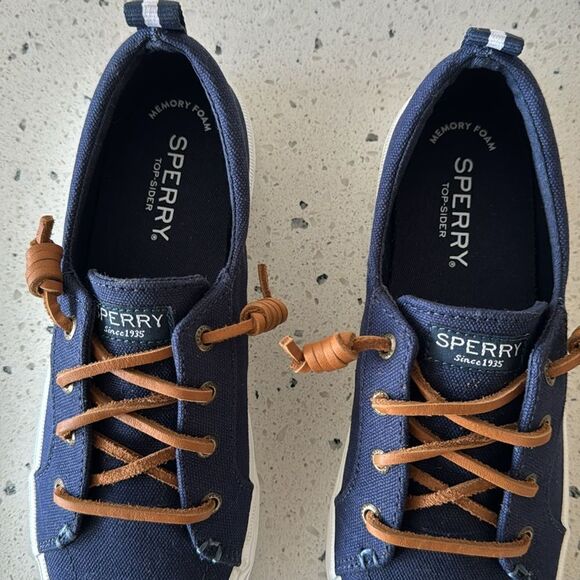 NWOB! Sperry Top-Sider Women's Pier Wave Blue Canvas Sneakers Slip On Size 6.5 - Picture 5 of 13